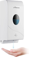 Automatic Wall Mount Soap Dispenser, 800 mL, White ABS | Touchless 800 mL white ABS dispenser with oval viewing window and keyed lock; requires 6 AA batteries, not included.