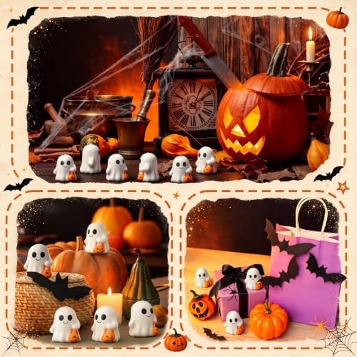 Wettarn 24 Pcs Halloween Ghost with Pumpkin Balls Bulks, Halloween Toy