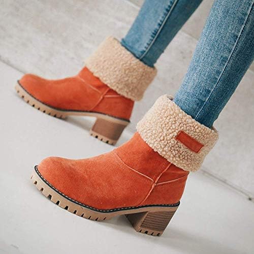 VIMISAOI Mid calf Winter Boots for Women Warm Ankle Snow Chunky Heel Boots