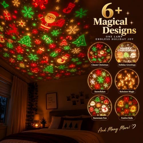 Christmas Projector Light Plug and Play Christmas Night Light