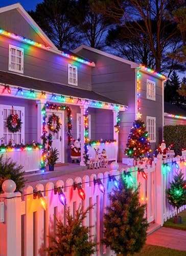 Vintage C9 Christmas Lights Outdoor, 50Ft 50 LED Multicolor String Lights