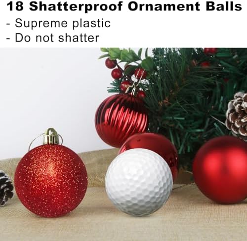 Rose Red 1.6" Small Christmas Balls Christmas Tree Decoration Ornaments Shatterproof Hanging Balls for Birthday Halloween Holiday Wedding Decorations Set of 18pcs