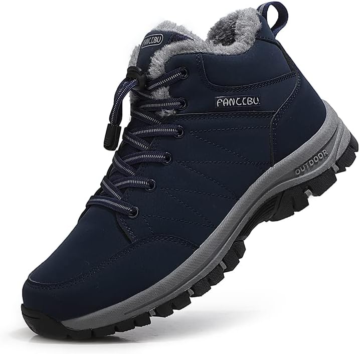 Winter Boots For Mens Snow Boots Anti-Slip Fur Lined Warm Ankle Boots Casual Lightweight Trekking Backpacking Hiking Boots