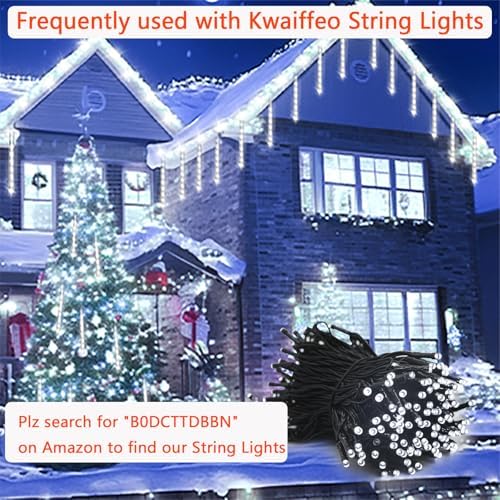 Large Meteor Shower Lights for Christmas Decorations Outdoor, 40-Tube White
