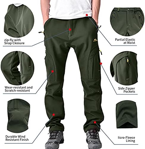 Men's hiking Snow Pants Skiing Winter Insulated Fleece lined Outdoor Water Repellent camping,walking,fishing