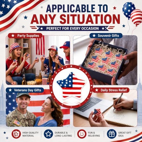 Thenshop 20 Pcs Veterans Day Gifts American Flag Star Ball Bulk