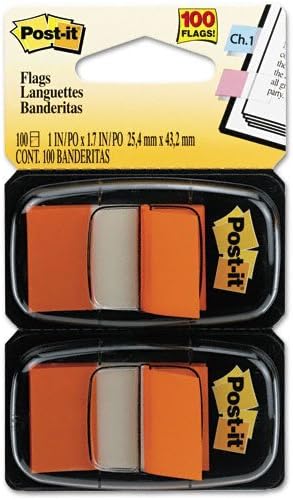 Post-it Flags, 1 inch, Orange Two Dispensers of 50 Flags, 12 Pack (680-OE2)