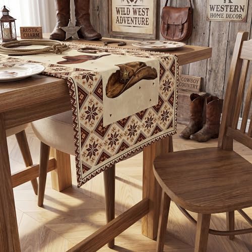 Western Party Decorations - Western Cowboy Table Runner for Cowboy Party Decorations | Western Backdrop for Home Decor - Western Cowboy Party Favors Supplies for Home Kitchen