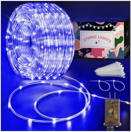 KNONEW 164FT 1000LED Rope Lights for Outside,Outdoor String Lights Waterproof 8 Modes Clear Tube Light for Indoor,Bedroom,Wedding,Garden,Patio,Christmas,Tree,Rv,Holiday Decoration(Blue)