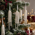 DIYDEC 18PCS Pearl Christmas Tree Ornaments 6in Hanging Tassel Decor