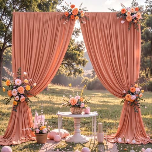 10x10 Rust Backdrop Curtain for Parties Wedding Wrinkle Free Red Photo Curtains Backdrop Drapes Fabric Decoration for Birthday Party Baby Shower Christmas 5ft x 10ft,2 Panels