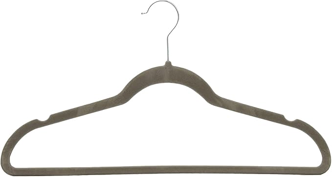Amazon Basics Slim Velvet Non-Slip Space Saving Suit Clothes Hangers, Sturdy Metal, Gray/Silver, 30-Pack
