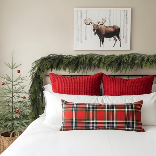 N&T NIETING 6FT Christmas Norfolk Pine Garland Real Touch Pine Artificial Garlands Faux Greenery Garland Winter Christmas Garland for Table Mantle Holiday Indoor Outdoor Xmas Decorations (4 Pcs)