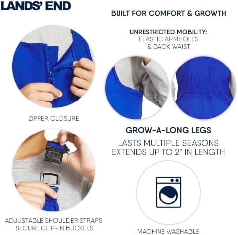 Lands' End Unisex Kids Squall Waterproof Adjustable Insulated Iron Knee Snow Bib Overalls