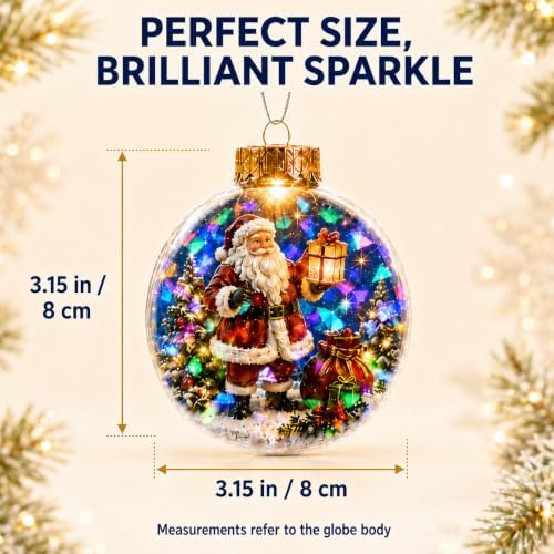 Lighted Santa Ornament with Prismatic Sparkle, 3.15 Inch Christmas Decor