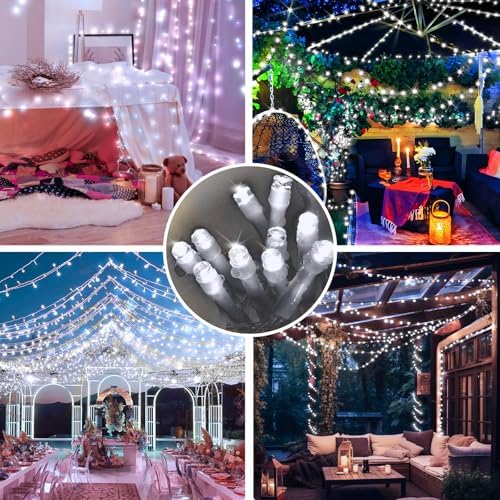 SAUIRS 600FT 1500 LED Christmas Lights Outdoor String Lights with 8 Modes Timer Waterproof Fairy Light Plug in for Outside Indoor Party Xmas Palm Tree Yard Wedding Decorations(Cool White)
