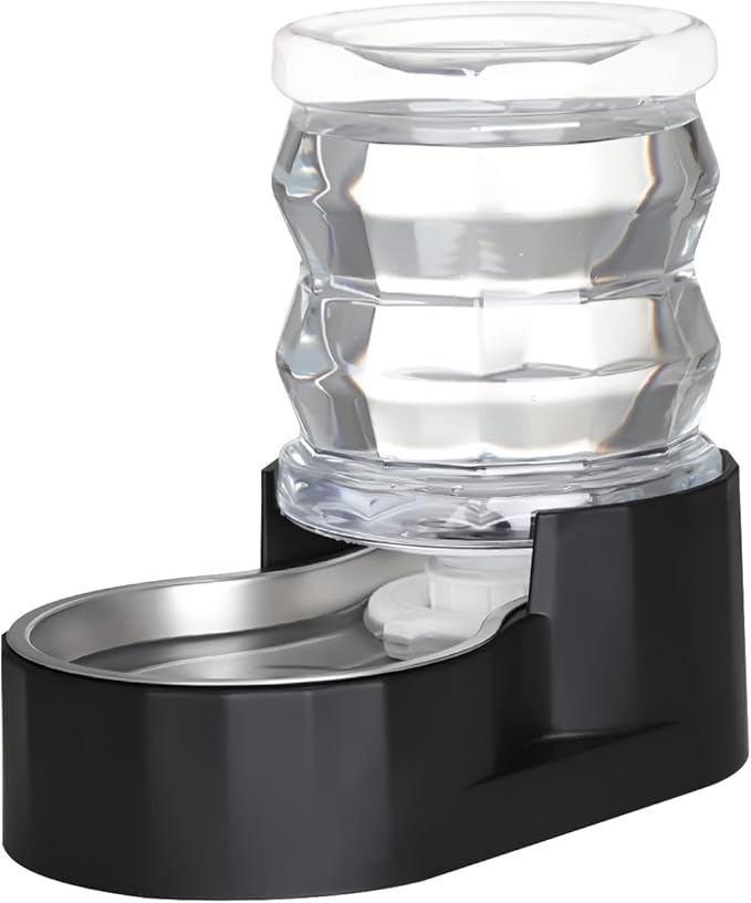 RIZZARI 4L Gravity Cat Water Dispenser: Filtered Hydration for Indoor Cats | Activated Carbon Filter / Stainless Steel Bowl / Apartment Friendly / Bedroom & Kitchen Use / Easy Cleaning/Helps Reduce Odor