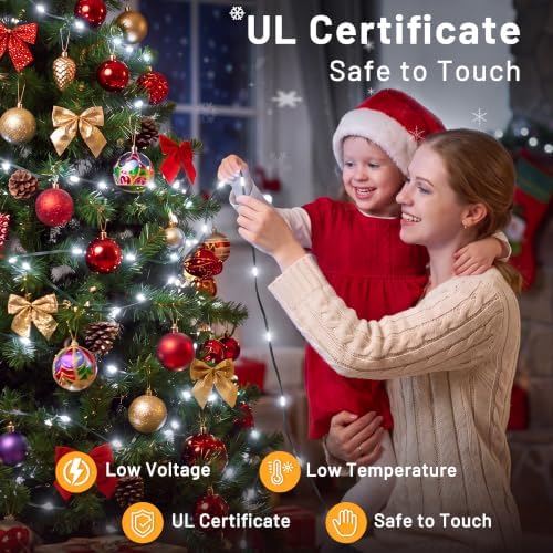 Ollny Christmas Lights Outdoor, 1200 LED 393FT White Fairy Lights Timer