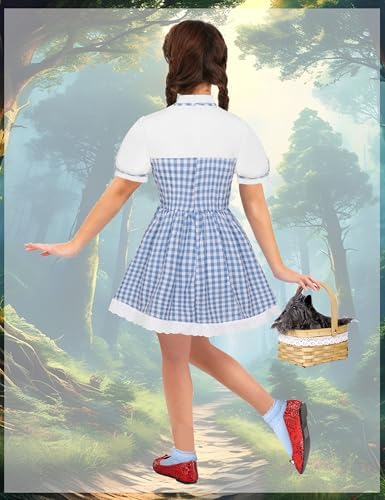 Angelaicos Girls Blue Plaid Costume Accessories for Halloween Role Play Outfits