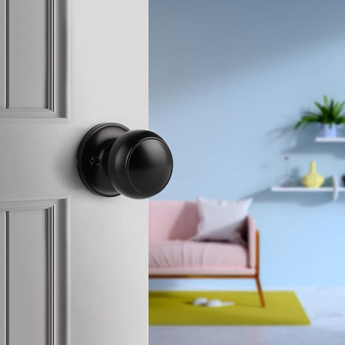 Probrico Black Interior Door Knobs Passage Doorknobs for Hallway Closet, Keyless, No Locking, 20 Pack