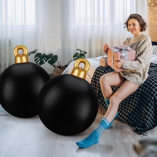 Jetec 4 Pcs Giant Inflatable Christmas Ball, Solid, Black