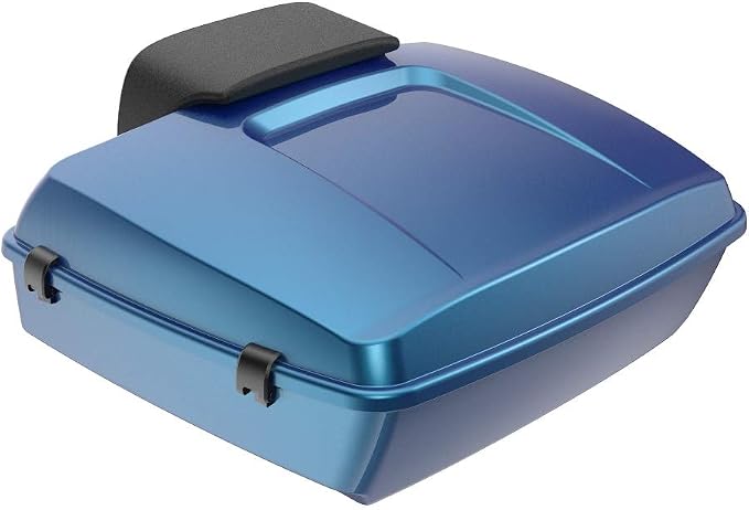 Advanblack Road Glide Tour Trunk Pack Daytona Blue Chopped Tour Trunk Pack Backrest Pad for '97-'25 Harley Touring Road King Street Glide Electra Glide CVO models