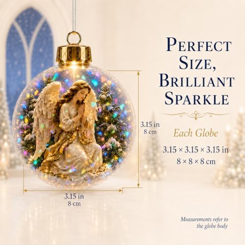 Lighted Praying Angel Christmas Ornament with Prismatic Sparkle, 3.15 Inch