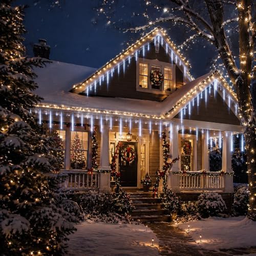 Aukora Christmas Lights Outdoor,UL Certified White Meteor Shower Lights