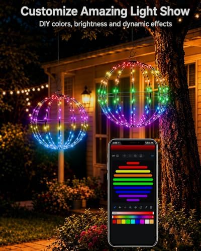 Smart Christmas Ball Lights, 13" & 11" Outdoor Hanging Christmas Decoration
