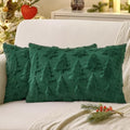 MIULEE Christmas Throw Pillow Covers Dark Green Set of 2 12x20 Lumbar
