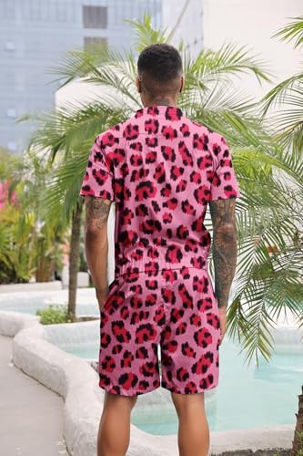 RAISEVERN Mens Romper Male Zipper Shorts Sleeve One Piece Bro Outfits