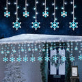 Christmas Snowflake Lights Outdoor, 17.22ft 264 LED Snowflake Icicle Lights with 22 Drops, 8 Modes connectable Christmas Light Waterproof for Eaves Garden Indoor Xmas Decorations (White & Icicle Blue)