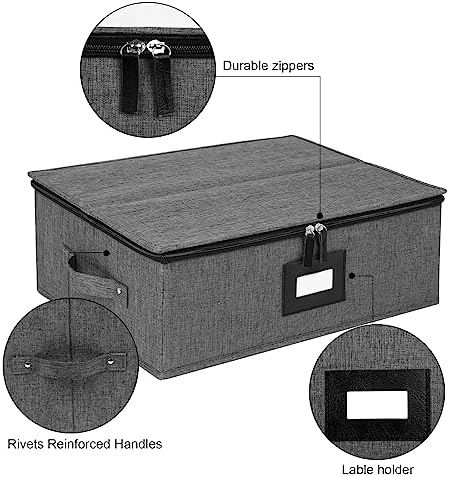 Mug Storage Box with Dividers 2 Pack, Hard Top Cup Storage for Coffee Mug