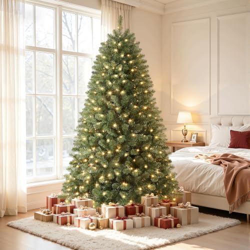 SHareconn 8ft Prelit Artificial Classic Spruce Christmas Tree