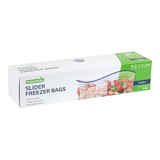Restaurantware Bag Tek 1 Gallon Freezer Slider Bags 1000 Disposable Zipper Pouch Bags - Slide Zipper Expandable Bottom Clear Plastic Freezer Bags With Write-On-Label For Food Storage
