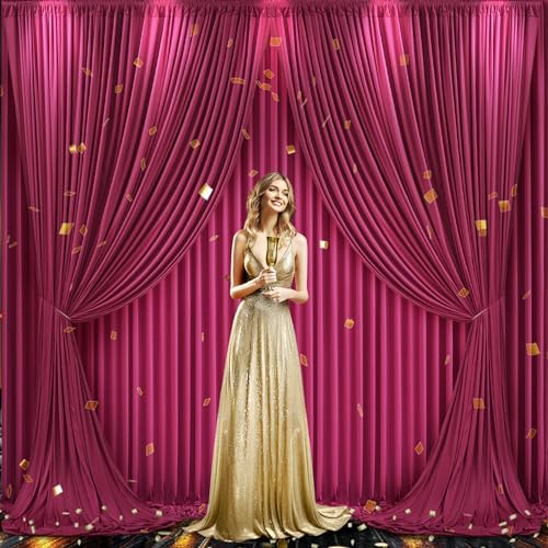 Burgundy Backdrop Curtain for Parties Wedding Wrinkle Free Maroon Photo Curtains Backdrop Drapes Fabric Decoration for Birthday Engagement Ceremony 5ft x 7ft,2 Panels