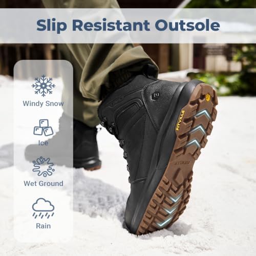 FitVille Winter Boots for Men Snow Boots with Side Zipper & Insulated Layer