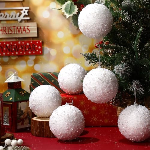Lyrow 24 Pcs 4" Christmas Ball, White