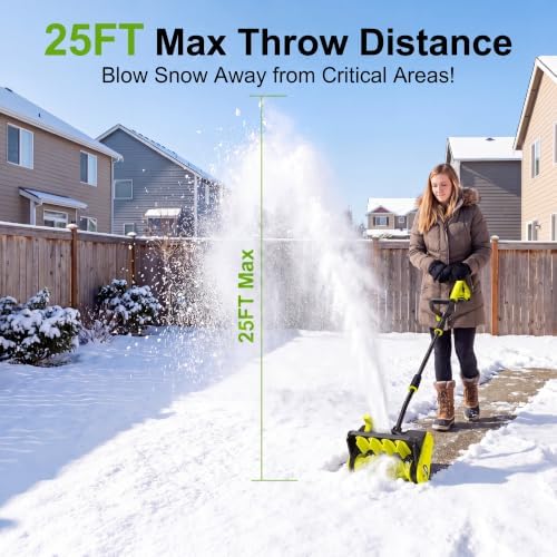 40V Brushless Cordless Snow Shovel, 13Inch Electric Snow Blower with 3 * 4.0 Ah Battery and Charger, Battery Powered Snow Shovel with 25FT Throw Distance for Driveway,Steps, Patio, Sidewalk