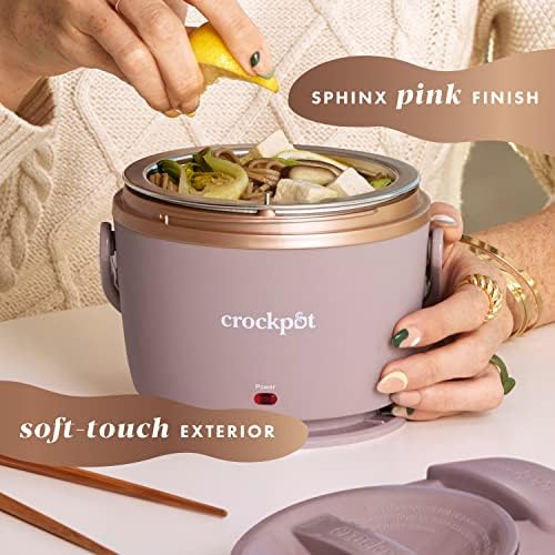 Crock-Pot 20oz Portable Electric Food Warmer, Personal Lunch Box Keeps Food Spill-Free & Warm, Ideal for Travel, Work, School, Car, On-the-Go, Dishwasher-Safe, Giftable, Blush Pink (Pack of 4)