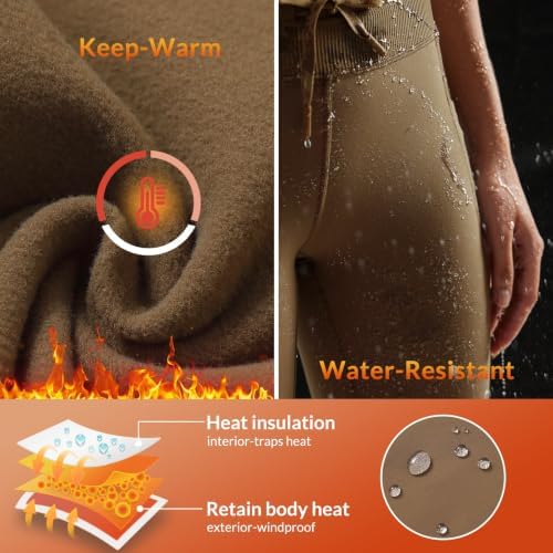 baleaf Women's Fleece Lined Leggings Tights Water Resistant Hiking Pants
