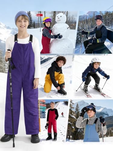 Haloumoning Boys Snow Bibs Kids Ski Pants 5-14 Years