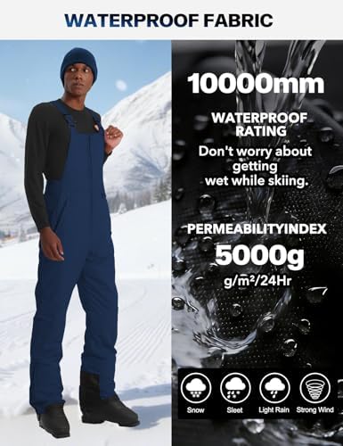 GEMYSE Men's Insulated Ski Bib Overalls Waterproof Snow Pants