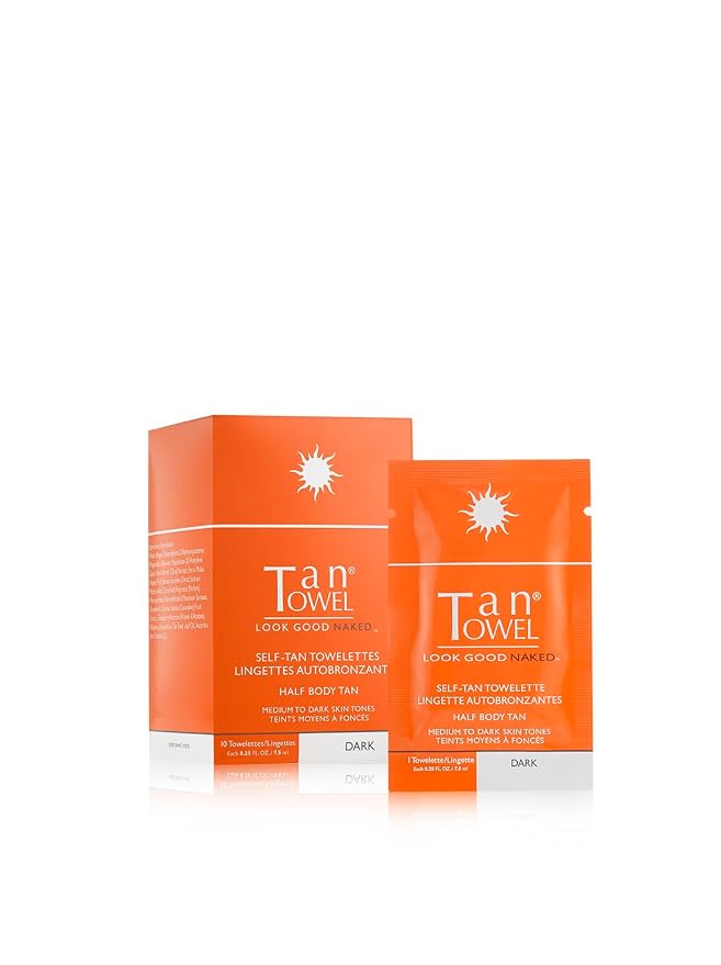 TanTowel Women's Half Body Tan Towelettes - 10 Pack, Dark, 10 Count (Pack of 1)