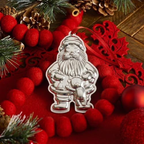 Wallace Sterling Silver Santa Ornament 2026-10th Edition Annual Collectible Christmas Ornament, Handcrafted in USA, Includes Gift Box and Velvet Pouch