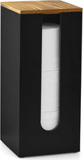 OUTNILI Freestanding Toilet Paper Holder Stand with Lid, Black Wooden Toilet Paper Storage Organizer for Bathroom Floor, Rustic Farmhouse Toilet Paper Storage Holds 3 Extra Large Rolls