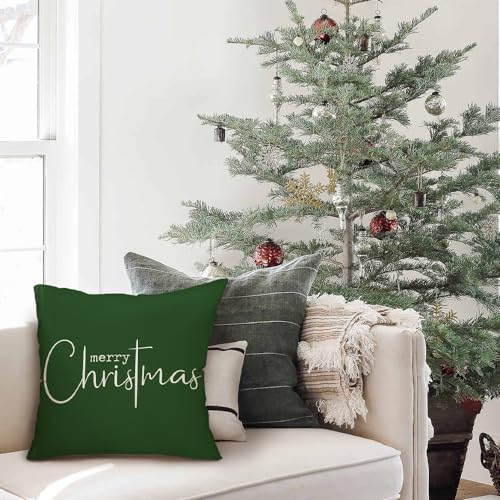 Allorry Christmas Pillow Covers Merry Christmas Throw Pillow Decorative Christmas Green Cotton Cloth Linen Cloth Pillow Cover Sofa Cover Decorative Rectangle Length 20X20 inches