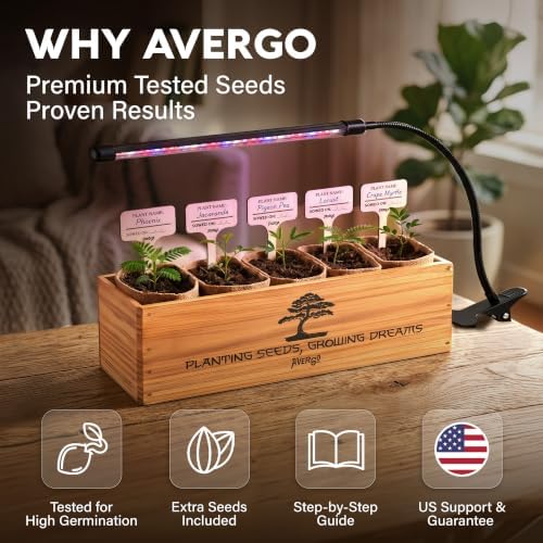Bonsai Tree Kit Deluxe + Growing Light - 5X Unique Japanese Bonzai Trees