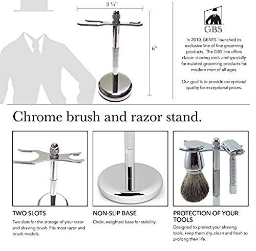 G.B.S Men's Wet Shaving Holiday Kit, Classy Butterfly Non-slip Knurled DE Safety Razor with Case, Omega Cream, Blades, Shaving Brush and Razor Stand