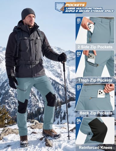 TACVASEN Men's Winter Snow Ski Pants Fleece Lined Waterproof Hiking Work